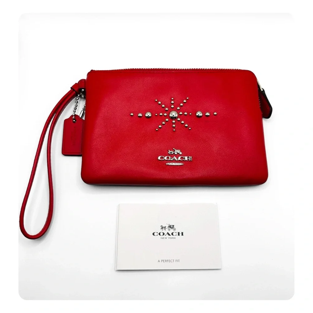 β
Coach RARE Western Rivets Wristlet - Red/Silver β
- Picture 8 of 16